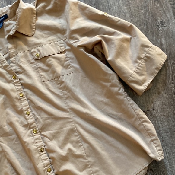 Ashley Stewart Shirt Women Plus Size 26 Tan 
Button Down Pockets 3/4 Sleeve - Picture 4 of 7